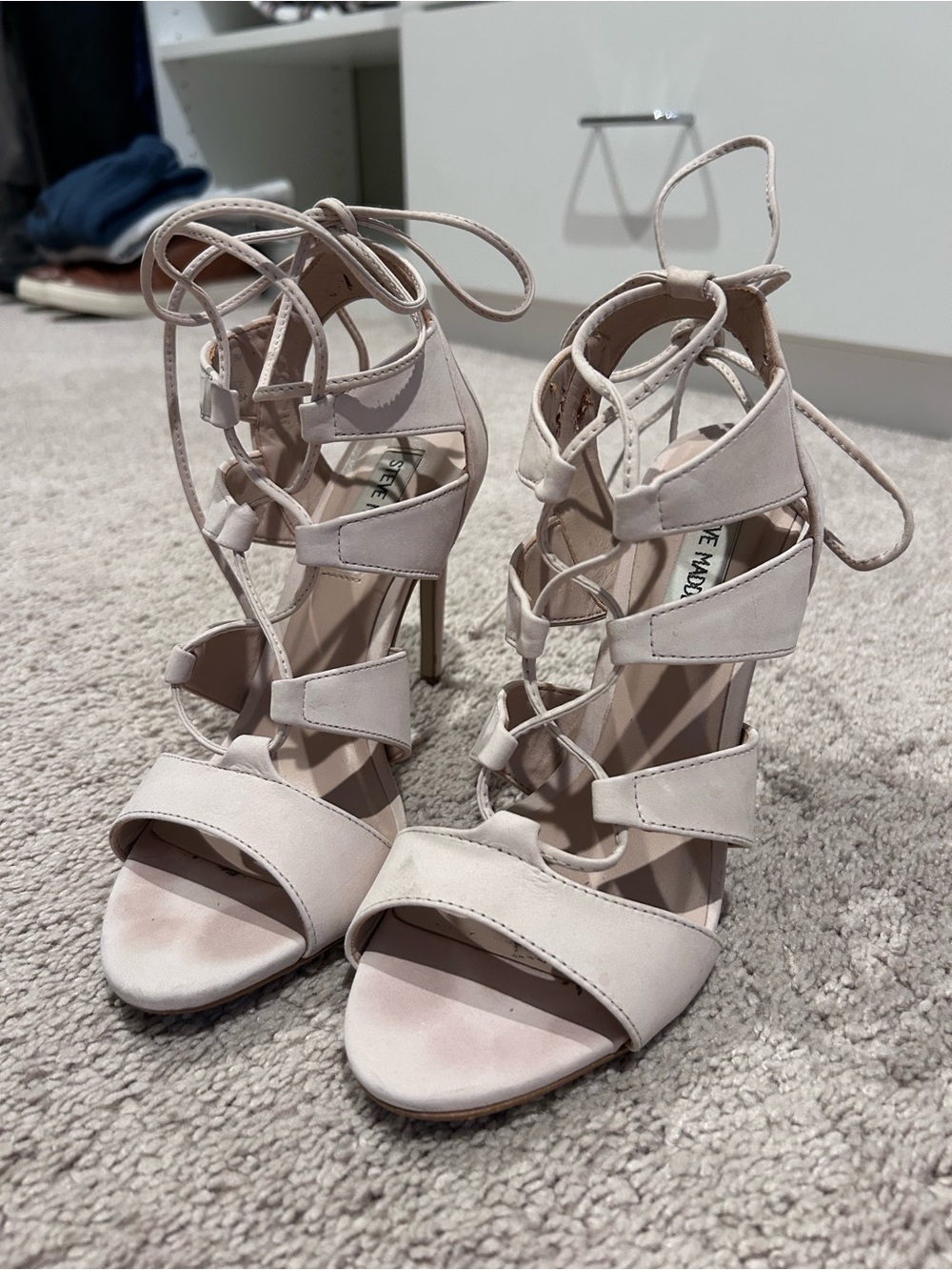 Steve Madden Nude Lace-Up High Heel Sandals